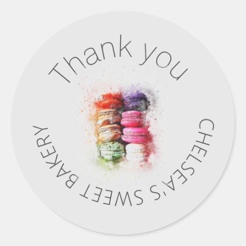 Cute Watercolor Macaroons Thank You Favor Classic Round Sticker