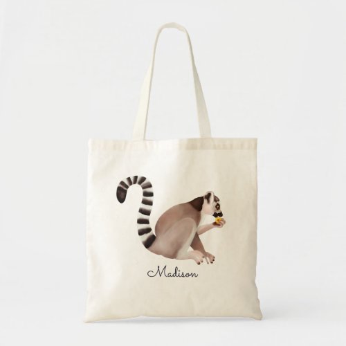 Cute Watercolor Madagascar Lemur Personalized Tote Bag