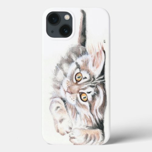 Cute Watercolor Maine Coon Kitty iPhone 13 Case