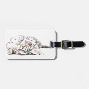 Cute Watercolor Maine Coon Kitty Luggage Tag by EveyArtStore at Zazzle
