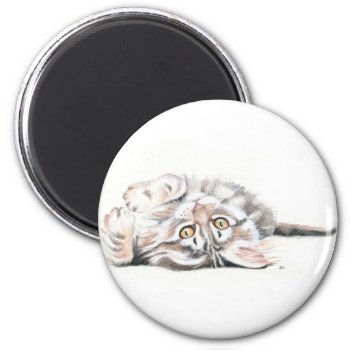 Cute Watercolor Maine Coon Kitty Magnet by EveyArtStore at Zazzle