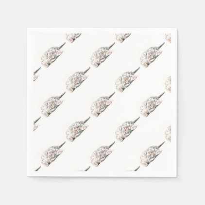 Cute Watercolor Maine Coon Kitty Napkin