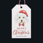 Cute Watercolor Maltese Santa Merry Christmas Gift Tags<br><div class="desc">Merry Christmas! Celebrate the holiday season with these holiday dog theme gift tags. It features watercolor illustration of a white Maltese dog with a Santa hat. Personalize by adding names. These dog gift tags will be perfect for party favors and gifts.</div>