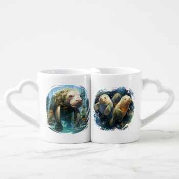 Cute Watercolor Manatees Coffee Mug Set by JLBIMAGES at Zazzle