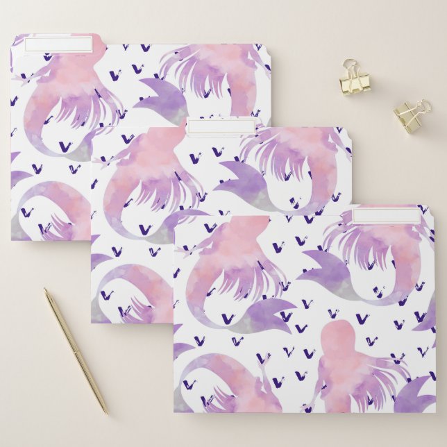 Cute Watercolor Mermaid File Folder (Set)