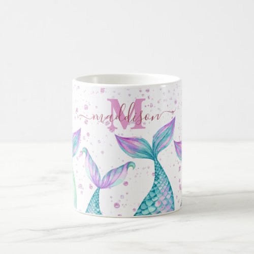 Cute Watercolor Mermaid Monogrammed Coffee Mug