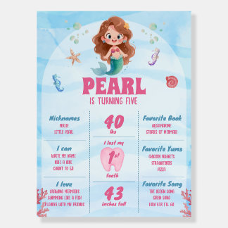 Cute Watercolor Mermaid Sea Birthday Foam Boards