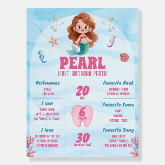Cute Watercolor Mermaid Sea Birthday Milestone Foam Board