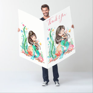 Cute Watercolor Mermaid Under the Sea Baby Shower Card