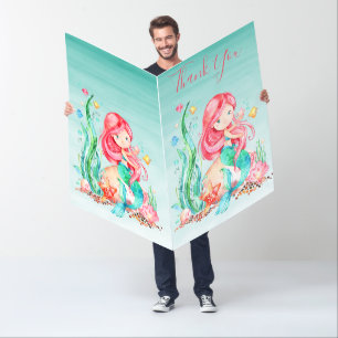 Cute Watercolor Mermaid Under the Sea Baby Shower Card