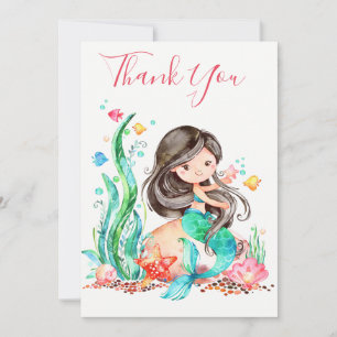 Cute Watercolor Mermaid Under the Sea Baby Shower Card