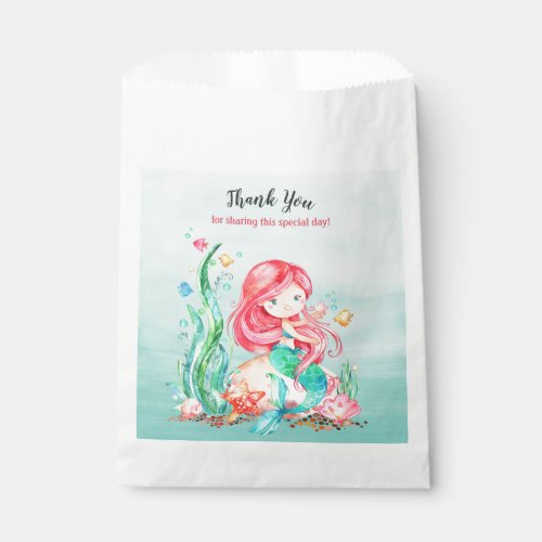 Cute Watercolor Mermaid Under the Sea Baby Shower Favor Bag