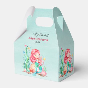 Cute Watercolor Mermaid Under The Sea Baby Shower Favor Boxes by SpecialOccasionCards at Zazzle