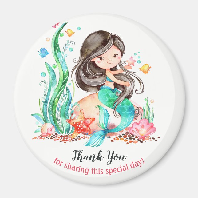 Cute Watercolor Mermaid Under the Sea Baby Shower  Magnet (Front)
