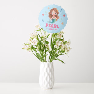 Cute Watercolor Mermaid Under the Sea Birthday Balloon