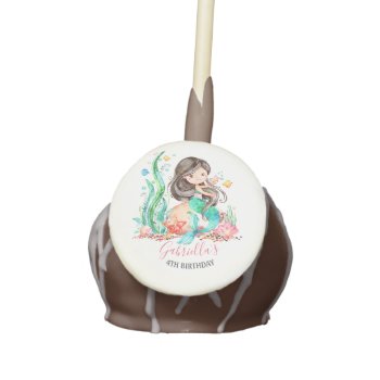 Cute Watercolor Mermaid Under The Sea Birthday Cake Pops by SpecialOccasionCards at Zazzle