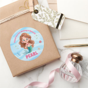 Cute Watercolor Mermaid Under the Sea Birthday Classic Round Sticker