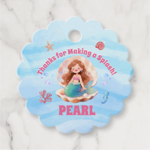 Cute Watercolor Mermaid Under the Sea Birthday Favor Tags
