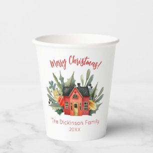 Cute Watercolor Merry Christmas Paper Cups