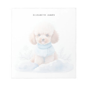 Cute Watercolor Miniature Apricot Poodle Puppy Dog Notepad