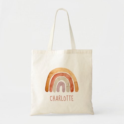 Cute Watercolor Modern Boho Rainbow Name  Tote Bag