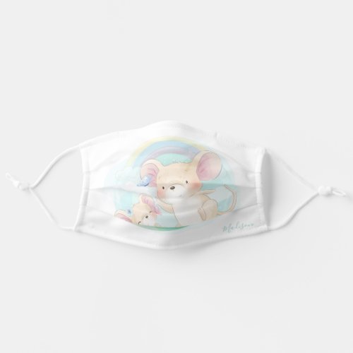 Cute Watercolor Modern Mouse Personalized Name Adult Cloth Face Mask