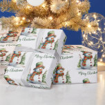 Cute Watercolor Modern Red Green Snowman Christmas Wrapping Paper<br><div class="desc">A beautiful watercolor illustration featuring Christmas snowman crafted in a modern style. You can edit the tiling style and text before buying. Please inbox us if you would like this design on other items. We will create and list them for you. Follow us for the latest releases and exciting discounts....</div>