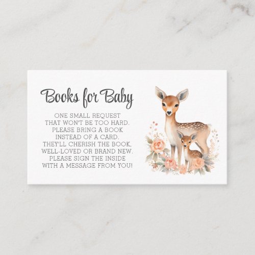 Cute Watercolor Mom and Baby Deer Books For Baby  Enclosure Card