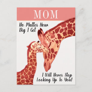 Cute Watercolor Mom and Baby Giraffes Mother's Day Postcard