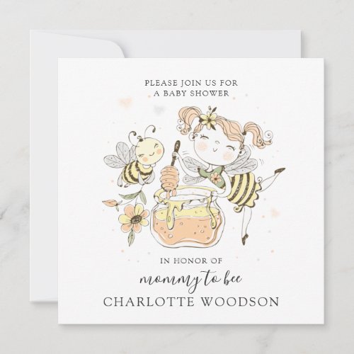 Cute Watercolor Mommy To Bee Baby Shower  Invitation