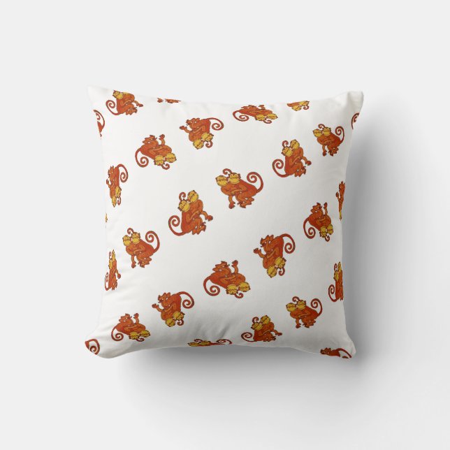 Cute Watercolor Monkeys Wildlife jungle animals Throw Pillow (Front)