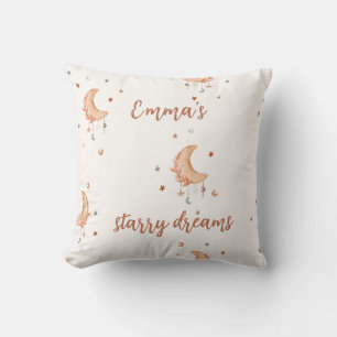 Cute Watercolor Moon And Stars Throw Pillow