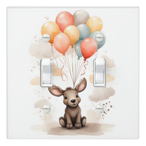 Cute Watercolor Moose Balloons Nursery Kids Room Light Switch Cover