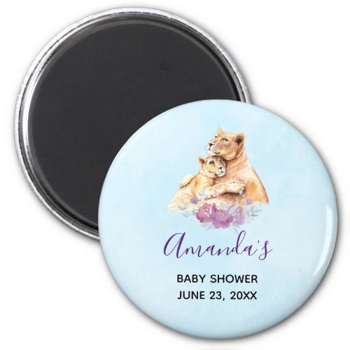 Cute Watercolor Mother Lion  Cub Baby Shower Magnet