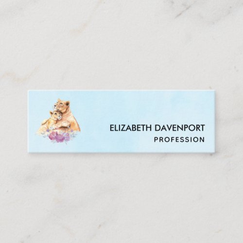 Cute Watercolor Mother Lion  Cub Mini Business Card