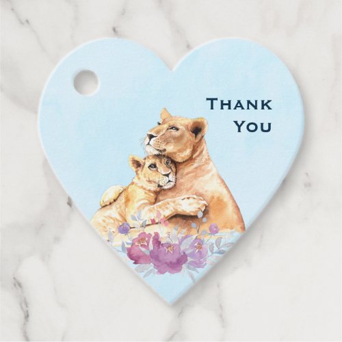 Cute Watercolor Mother Lion  Cub Thank You Favor Tags