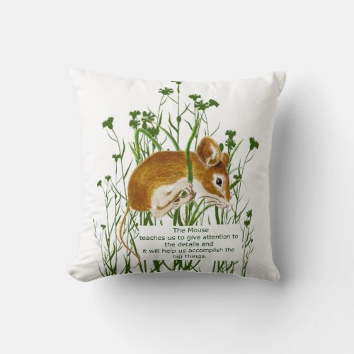 Cute Watercolor Mouse Animal Totem Spirit Guide Throw Pillow