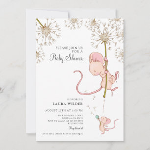 Cute Watercolor Mouse Baby Shower Invitation
