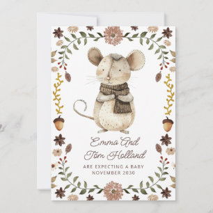 Cute Watercolor Mouse Pregnancy Announcement