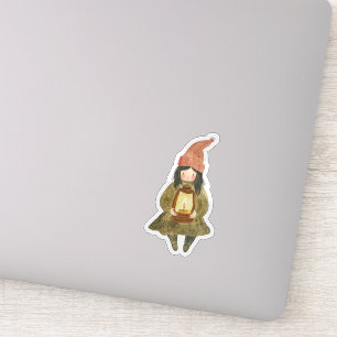 Cute Watercolor Mushroom Girl Fairy Die-Cut Sticke Sticker