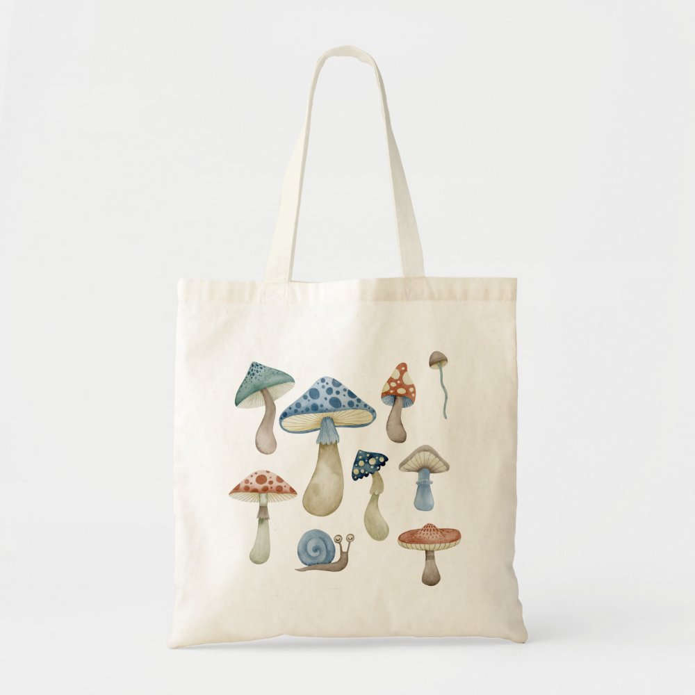 Cute Watercolor Mushroom Customizable Tote Bag