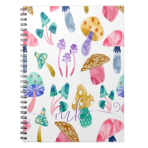 Cute Watercolor Mushrooms  Notebook
