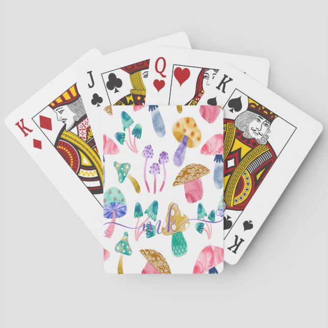 Cute Watercolor Mushrooms  Poker Cards (Back)