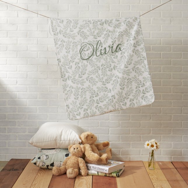 Cute Watercolor Name Baby Girl Baby Blanket (In Situ)