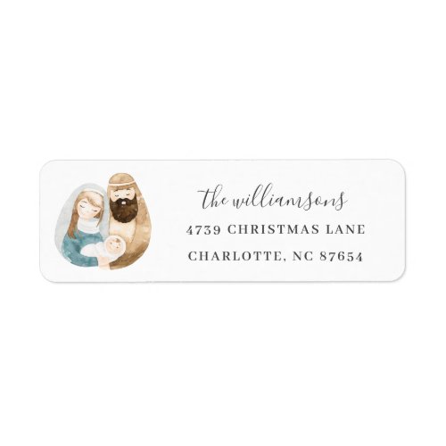 Cute Watercolor Nativity Simple Christmas Address Label