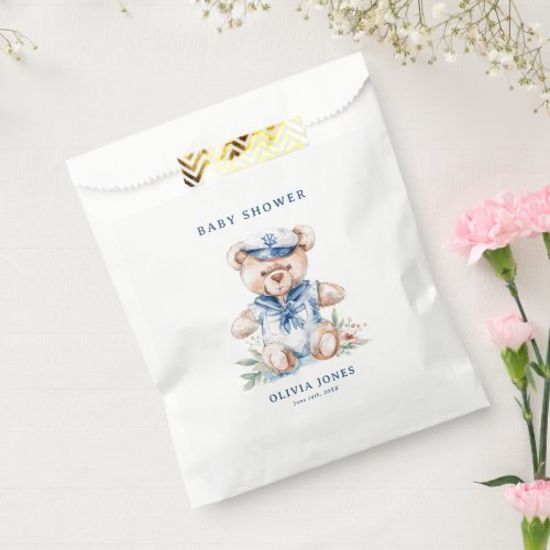 Cute Watercolor Nautical Boy Baby Shower Favor Bag