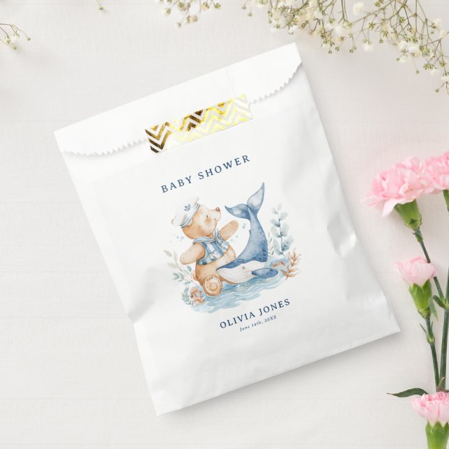 Cute Watercolor Nautical Boy Baby Shower Favor Bag (Sealed)