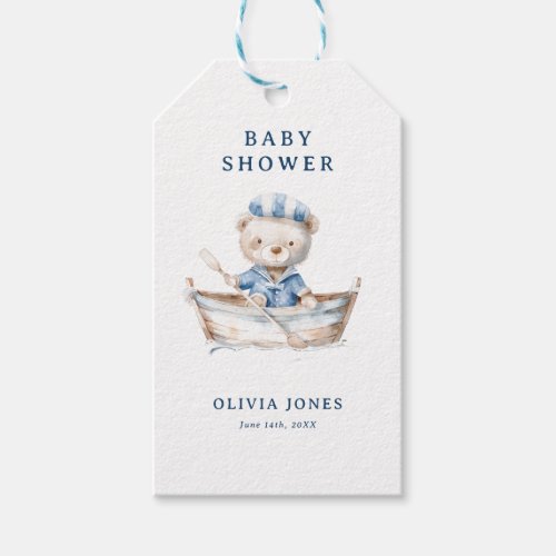 Cute Watercolor Nautical Boy Baby Shower Favor  Gift Tags