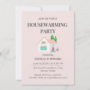 Cute Watercolor New Home Housewarming Party  Invitation