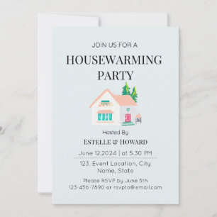 Cute Watercolor New Home Housewarming Party Invitation